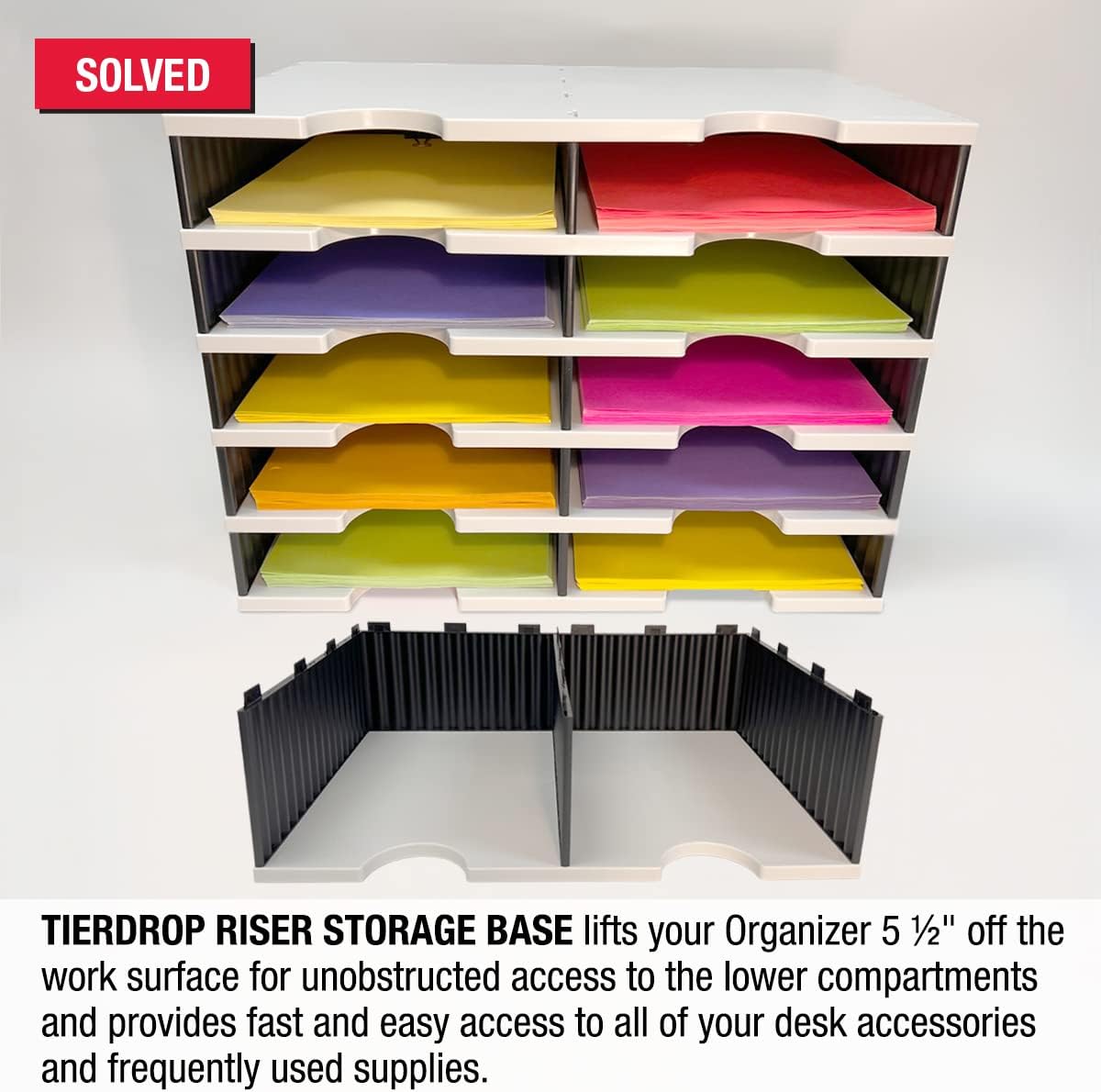 Ultimate Office TierDrop Riser Storage Base Lifts Your Sorter 5 Inches Off of The Work Surface for Easier Unobstructed Access to The Lower Compartments and Easy Access to Frequently Used Supplies…