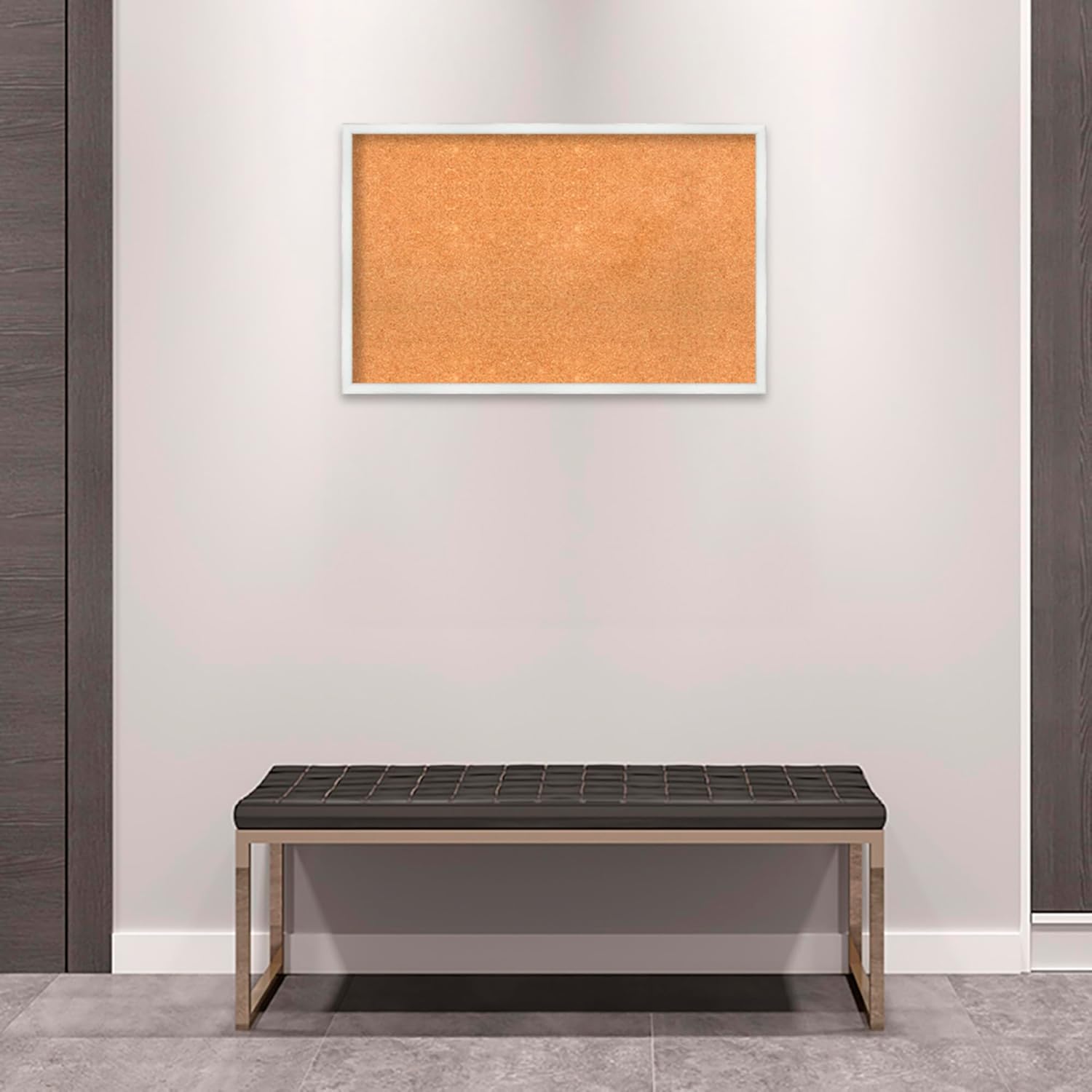 Amanti Art Natural Cork Board for Wall, 21x33 Vision Board with White Frame, Large Corkboard Office Decor for Home Organization, Country Rustic Corkboard Pinboard to Display Items for Home