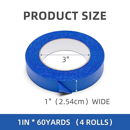 Painters Tape,1 in.W X 60 yd,4 Rolls (240yds),Blue Masking Tape for Walls,Paint