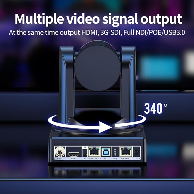 NDI Camera 20x Optical Zoom PTZ Camera with HDMI/SDI/USB3.0/POE IP HD 1080p60 for Live Streaming,Video Conferencing and Church Events, Compatible with vMix/Zoom/OBS(Full NDI Non-HX)