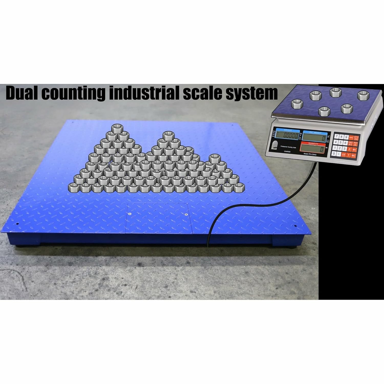 Liberty Scales LS-700-DC Dual Counting Smart Weighing Scale Systems, Size 36" x 36" (3' x 3') - C-Scale (13 lb x .0004 lb) / Floor Scale 2500 lb x .5 lb