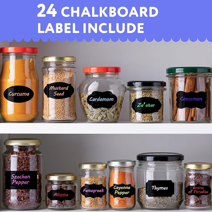 TFIVE Chalk Markers - 8 Color Chalk Pens and 24 Labels - Dry & Wet Erase, Reversible Tip, for Chalkboards, Signs, Windows, Blackboard, Glass, Mirrors, Liquid Chalk
