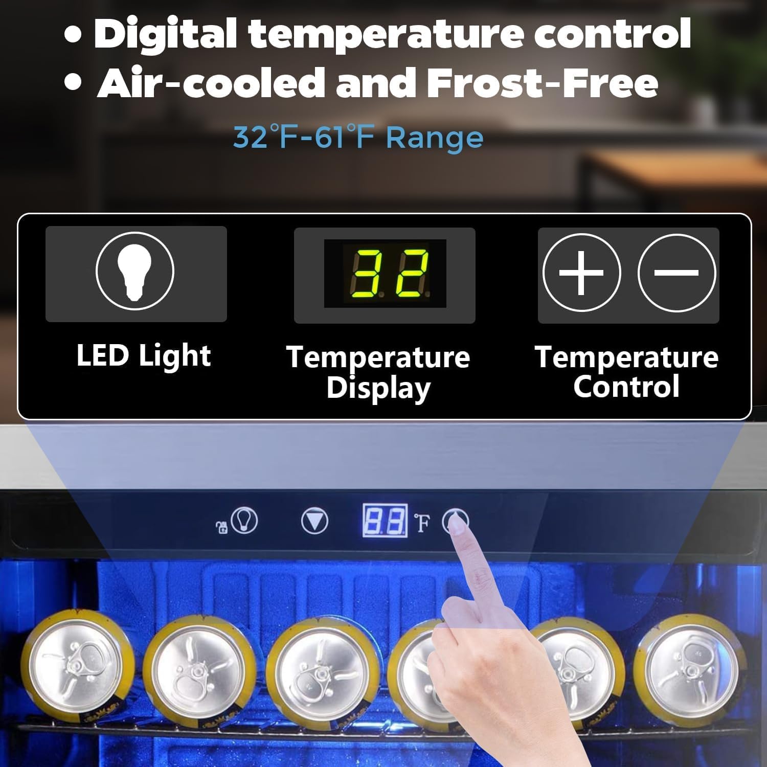 COWSAR Beverage Refrigerator 145 Can Wine Cooler Freestanding Mini Fridge Small ETL Approved with Digital Temperature Control, Glass Door, Child Lock, Drink Refrigerator for Home, Bar– 4.51 Cu. Ft.