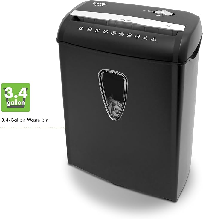 Aurora AU890XA 8-Sheet Crosscut Paper and Credit Card Shredder with Wastebasket