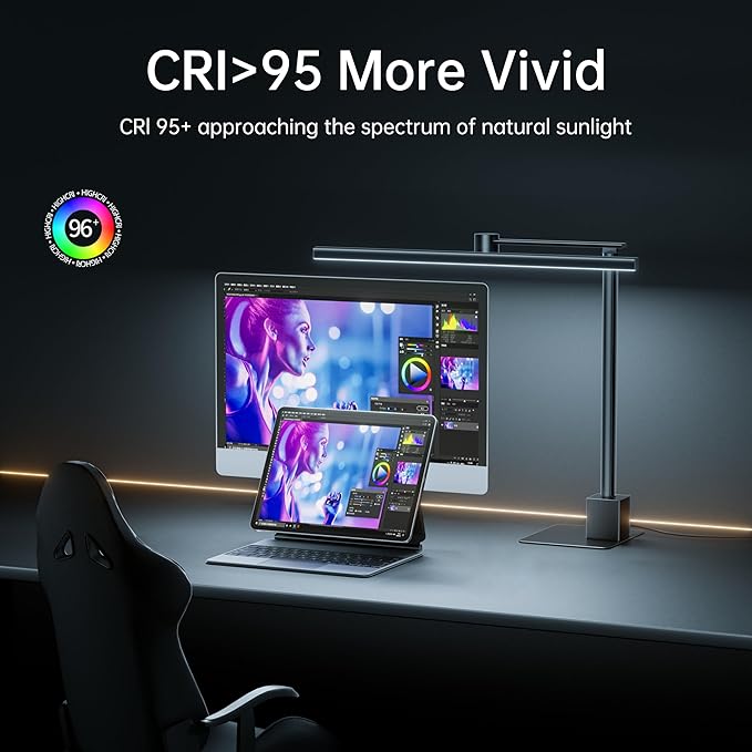 deeloop 2-in-1 LED Desk Lamp or Clamp with USB Charging for Home Office, CRI 95+ for Sunlight-Like Spectrum, 45° Asymmetric Glare‑Free Light, Memory Dimming Desk Light, Full‑Angle 3‑Axis Office Lamp