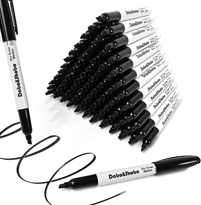Dabo&Shobo Dry Erase Markers, (80 Count, Black,Chisel Tip)-White Board Markers/Pens ,Very Suitable for Writing on The School、 Office 、Home Dry Erase whiteboard Mirror Glass…