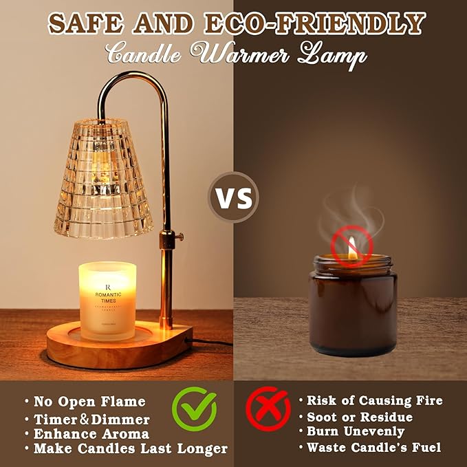 Candle Warmer Lamp with Timer, Glass Candle Lamp Warmer, Birthday Gifts for Women Mom Her, Dimmable Lamp Candle Warmer for Jar Candles, Adjustable Candle Light for Bedroom Decor, Living Room Decor