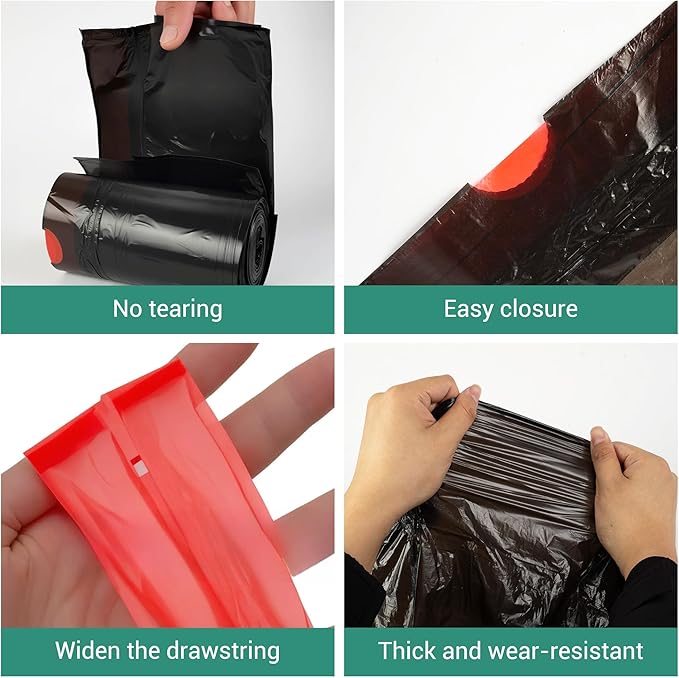 SWIHELP Drawstring Trash Bags 280 Counts 4 Gallon Garbage Bags 15 Liters Plastic Trash Can Liners Waste Basket Bin Liners