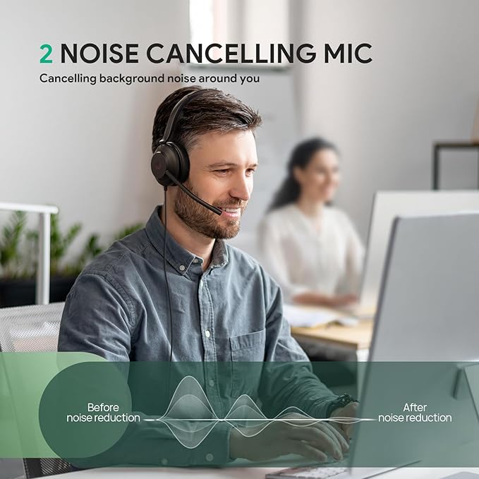 Yealink UH35 Wired Headset, USB Headset with Noise Cancelling Mic, Optimized for Skype and Zoom and Other Leading Conferencing Platforms, All-Day Comfort Design, Mute Button, Busylight