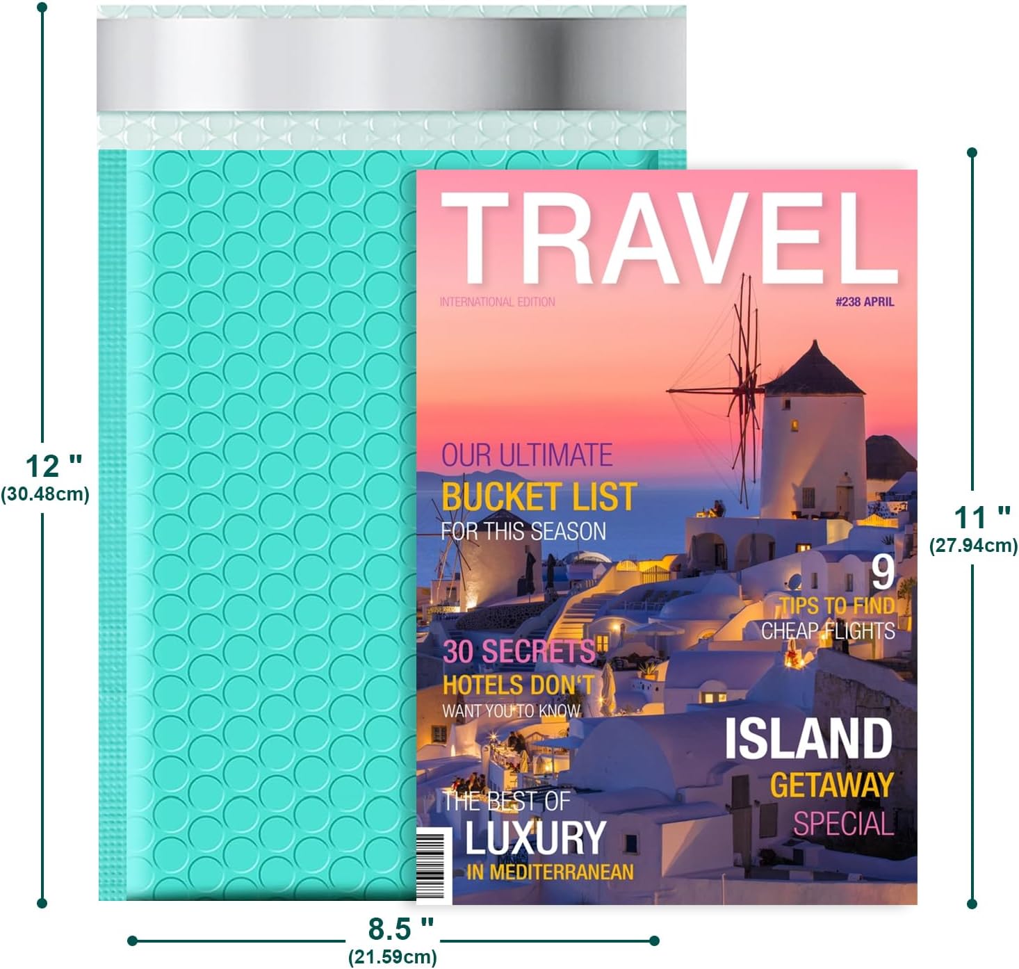 Poly Bubble Mailers 8.5x12 Inch, 25 Pack Padded Envelopes for Shipping, Package Envelopes with Self Seal Adhesive, Waterproof Padded Mailers (Teal, Bulk #2)