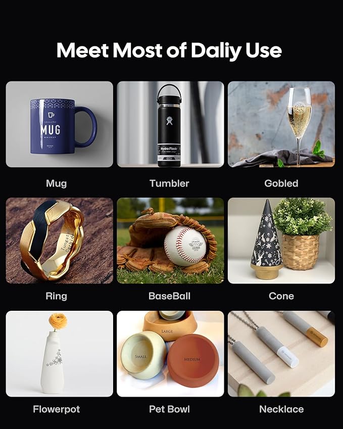 LaserPecker Rotary Extension for LP5/LP4 Engravers, 3-200mm Cylindrical Engraving, 180° Angle Adjustment & Scale Dial - Professional Rotary Module for Rings/Bottles/Cones