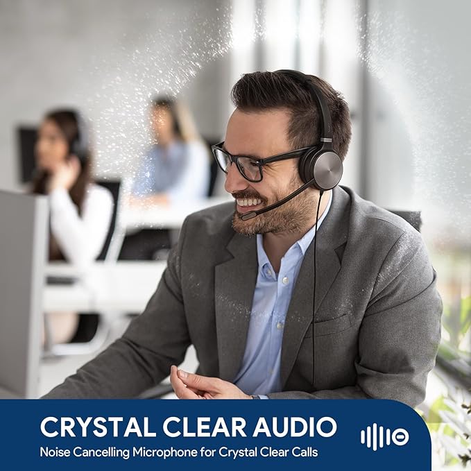 Yealink UH36 Professional USB Headset, Wired Headphones for Computer PC Laptop Work Headset with Noise Canceling Mic for Call and Music(for Teams Certified, Stereo,3.5mm Jack/USB Connection)