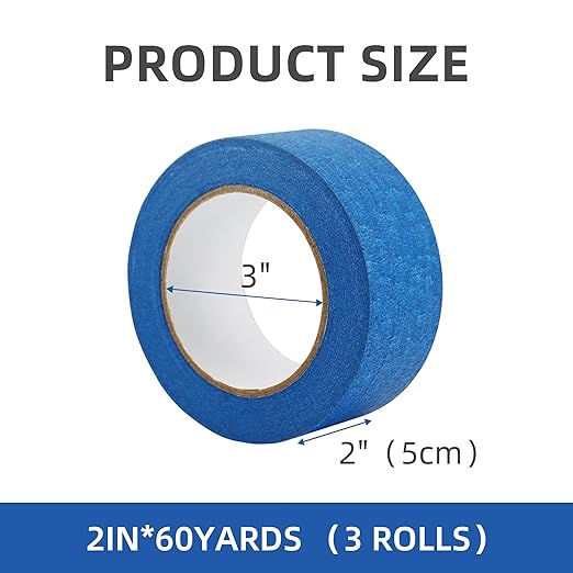Painters Tape,2 in. W X 60 YD,Blue Masking Tape for Paint,Walls,3 Rolls