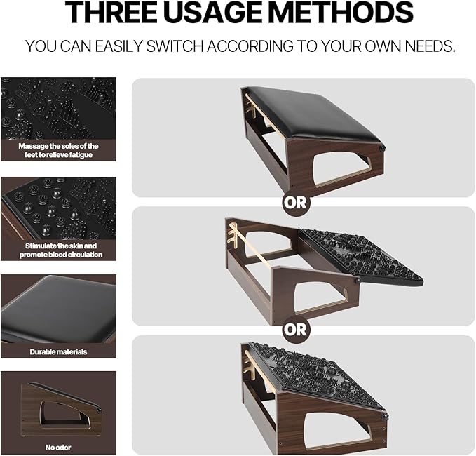 Ergonomic Foot Rest, 4 Adjustable Height Foot Stool,Footrest Under Desk, Flip Over Office Desk Foot Rest, Improving Posture, Promoting Blood Circulation(Espresso)