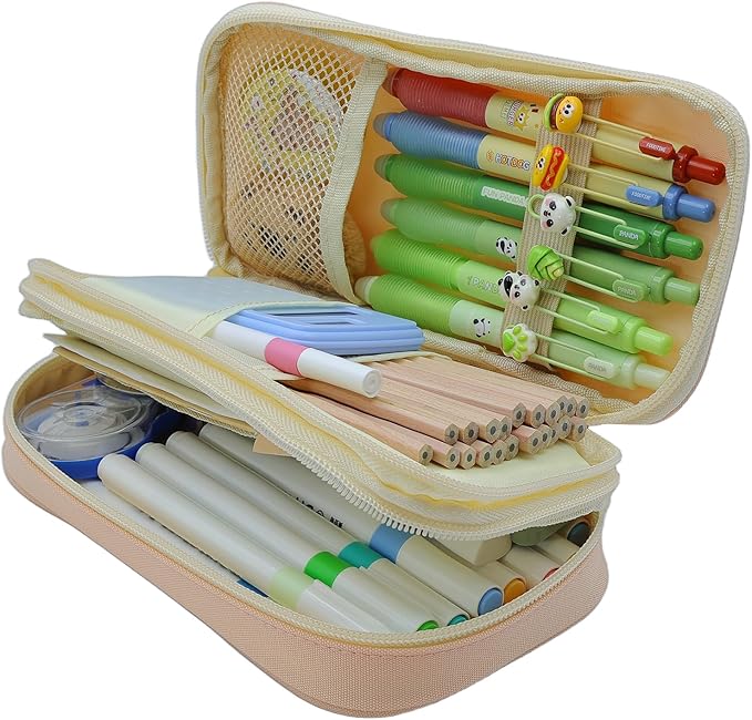 Large Capacity Pencil Case - Durable Zipper Aesthetic Pen Pouch, Big Storage Organizer for School, Office & Travel - Waterproof & Multi-Use (Pink)