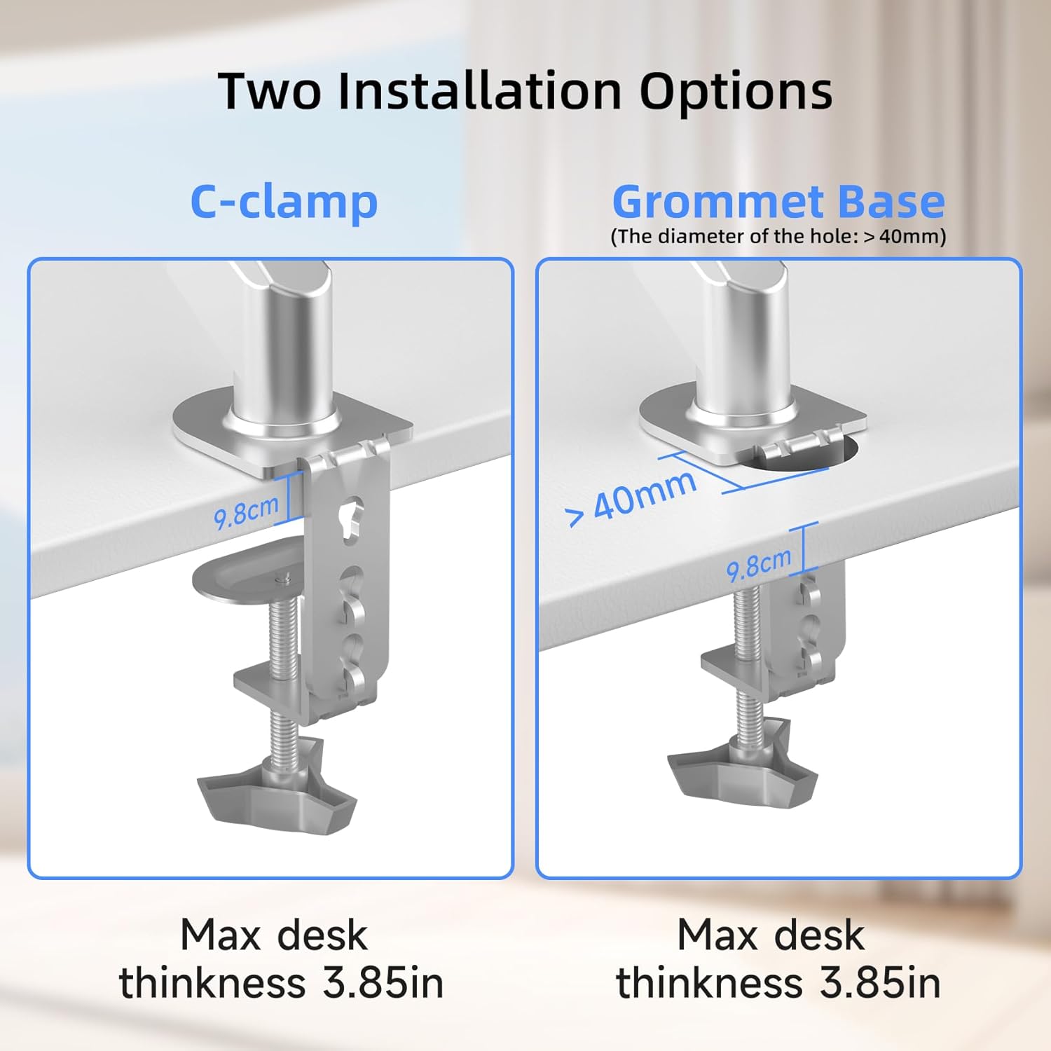 Suptek Ultrawide Monitor Arm Mount for 17 to 43 Inch Heavy Duty Curved Screen,Holds 28.6 lbs,Adjustable Gas Spring Monitor Arm Desk Mount Stand,75/100 Vesa Mount,Silver(MD71MS)