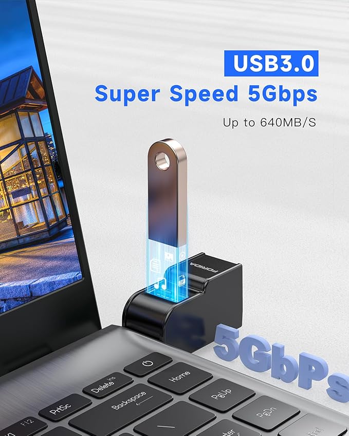 FORIDA 3 Ports USB 3.0 Adapter, USB Hub with 1 USB 3.0 and 2 USB 2.0 Ports, Portable USB Port Splitter for Keyboard, Mobile Hard Disk, U Disk, Camera, Mouse, etc (Black)