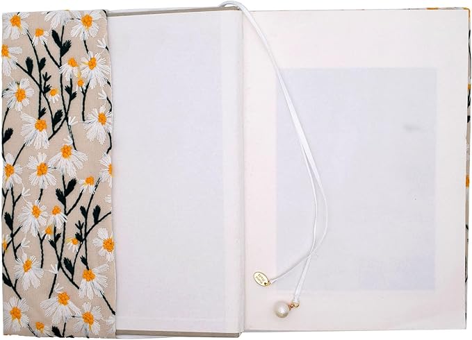 BLBMH Bible Cover for Women Embroidery Book Covers for Paperbacks Fit for 5.5x8.5 inch Book Bible Adjustable Book Sleeve Cover Soft Cloth Protector for Novels - Daisy 2 8.5in