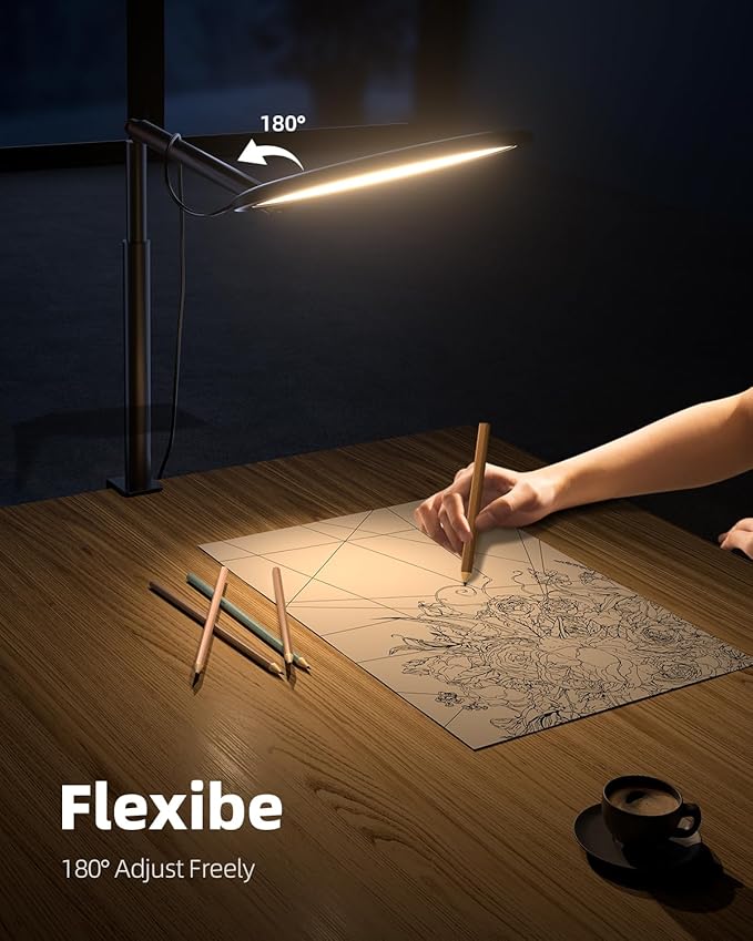 Weilisi 10.2" Desk Ring Light with Stand for Video Call, Ring Light for Desk with Clamp, 360° Rotate & Flexible Height Desk Light, Adjust Arm Desk Lamp for Home Office, Podcast, Gaming, Recording