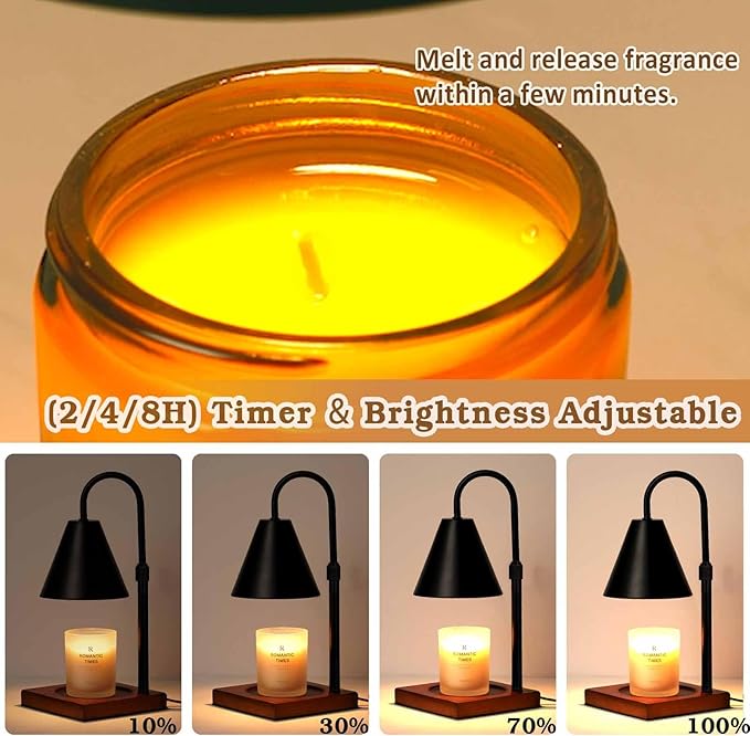 Modern Candle Warmer Lamp with Timer, Dimmable Candle Lamp Warmer, Birthday Gifts for Women, Black Lamp Candle Warmer Gifts for Mom, Adjustable Candle Light Warmer, Cozy Living Room Bedroom Home Decor