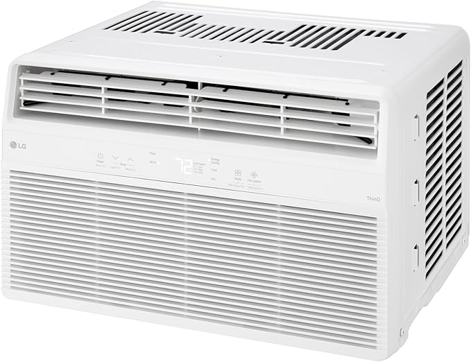 LG LW8024RSM, White 8,000 Smart Air Conditioner with Dehumidifier, 115V, Medium Rooms up to 350 Sq. Ft, Window Unit AC with Remote Control, 3 Speeds, Auto-Restart, 24-Hour Timer, 8000 BTU