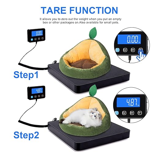 Digital Shipping Scale, 5g High Accuracy 440 lb Postal Scale with Hold and Tare Functions for Parcels/Luggage/Home, Silicone Surface, Extended LCD Display, Batteries and AC Adapter Included
