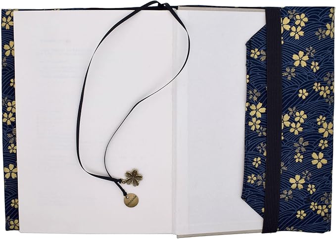 BLBMH 5.5x8.5 inch Book Covers for Paperbacks Adjustable Book Cover for Women Book Lovers Gifts Bible Novels Journal Soft Cloth Protector - Blue Sakura 8.5in