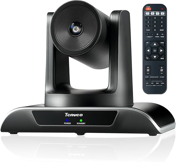 Tenveo PTZ Conference Camera 3X Optical Zoom FHD 1080P 60FPS, 114° Wide View Angel USB3.0/HDMI/RS485/RS232 PTZ Camera for Video Conferencing Church Services Online Education Zoom OBS Teams