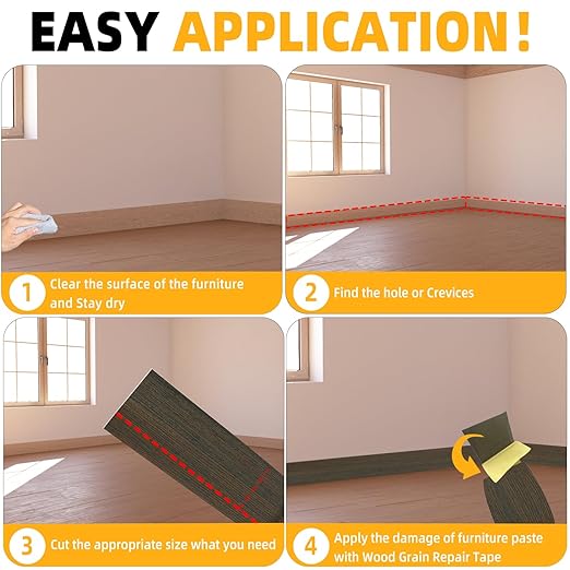 GSCIT Club Brown Walnut Wallpaper, 15.7 inch X 15ft Self Adhesive Wood Grain Repair Tape Patch for Tables, Chairs, Baseboards, Doors, Windows, Floors, Handicraft DIY.