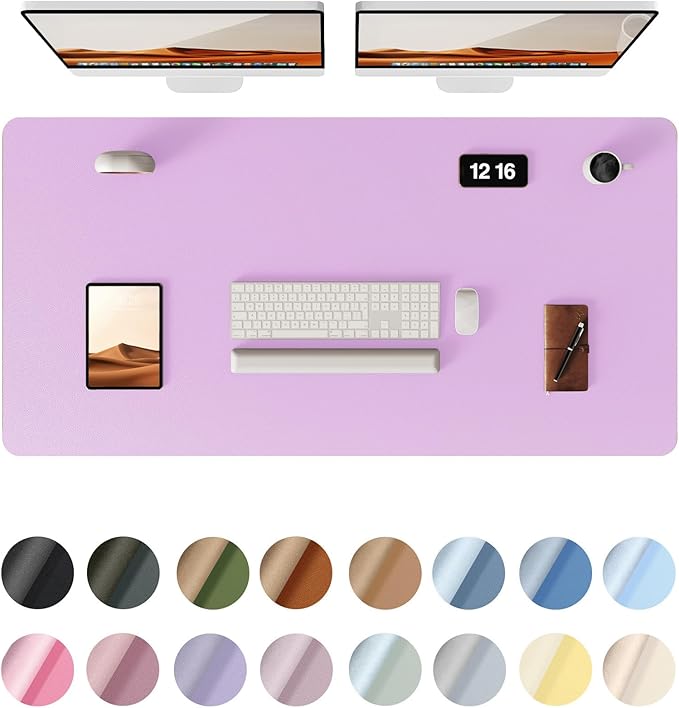 YSAGi Leather Desk Pad Protector, Office Desk Mat, Large Mouse Pad, Non-Slip PU Leather Desk Blotter, Laptop Desk Pad, Waterproof Desk Writing Pad for Office and Home (Taro Purple, 47.2" x 23.6")