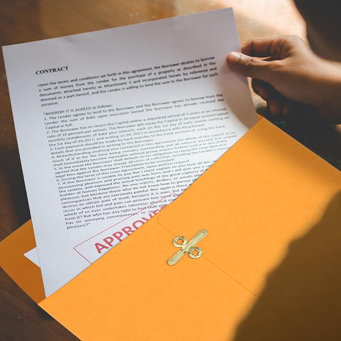 Teling 50 Pcs Manilla Envelopes Clasp Kraft Catalog with Closure for Storing Mailing 28 lb Kraft Envelope Paper for Office Document School Business Home(Yellow,7 * 10)