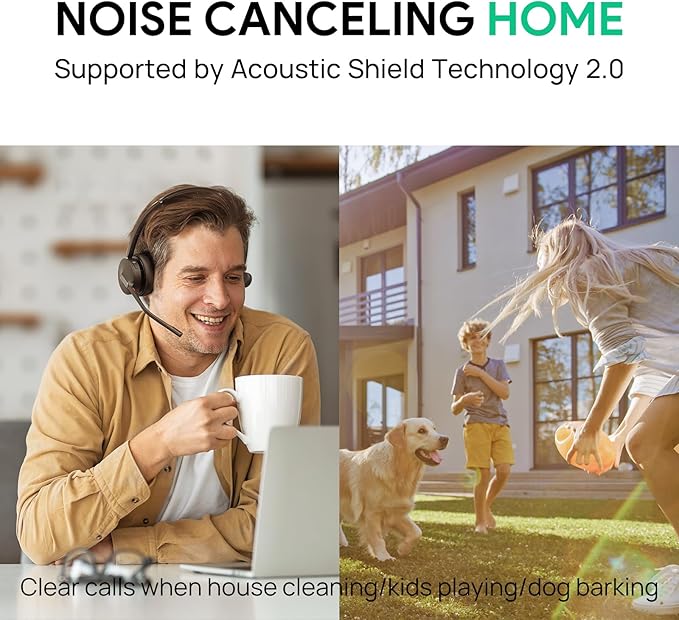 Yealink BH70 Mono Wireless Headset with Mic for Work, Bluetooth Headphone Teams Certified, up to 35h Talk Time, 91g Lightweight Comfort, USB-C to A