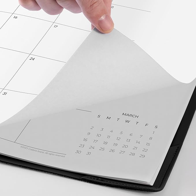 Cabbrix Simplified Desk Calendar 2025-2026 with Desktop Mat, Desk Pad Calendar Large 21" x 16-1/2" Covering July 2025 to June 2026, Monthly Desktop Calendar for Home School and Office (Black)