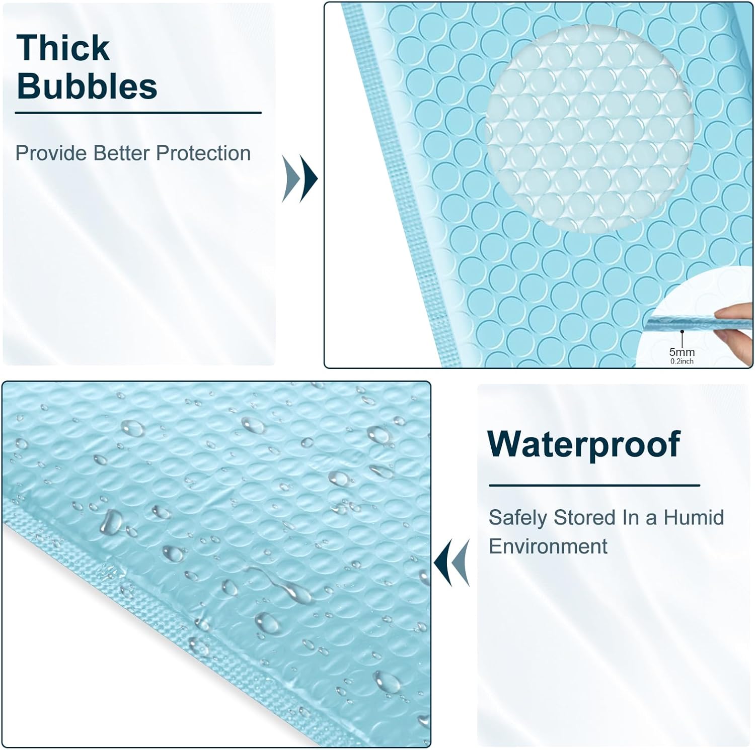 Bubble Mailers A4 Paper Size, 12x10 Padded Envelopes for Shipping, 25 Pack Mailing Packages with Self Seal Adhesive, Waterproof Bubble Envelopes (Light Blue)