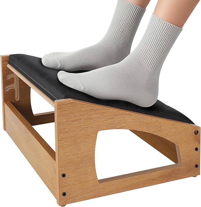 Ergonomic Foot Rest, 4 Adjustable Height Foot Stool,Footrest Under Desk, Soft Cushions,Foot Rest Office,Improving Posture, Promoting Blood Circulation(Natural)