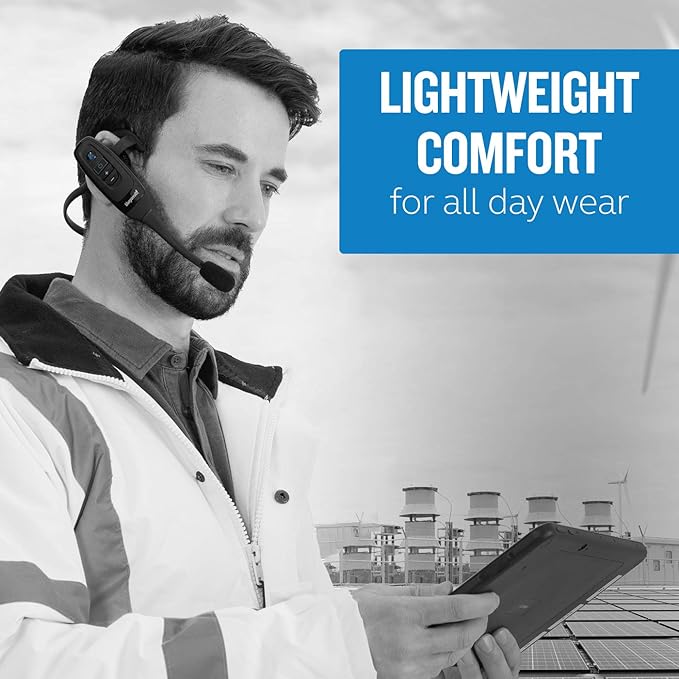 BlueParrott C400-XT Mono Bluetooth Wireless Headphones 96% Noise Canceling Trucker Headset with Mic, Convertible Over Head to Behind Neck Style with 300 ft. Wireless Range, 24 hrs. Talk Time, Black