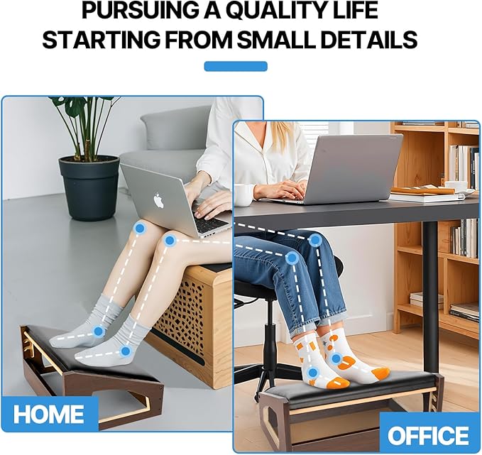 Ergonomic Foot Rest, 4 Adjustable Height Foot Stool,Footrest Under Desk, Soft Cushions, Foot Rest Office,Improving Posture, Promoting Blood Circulation(Espresso)