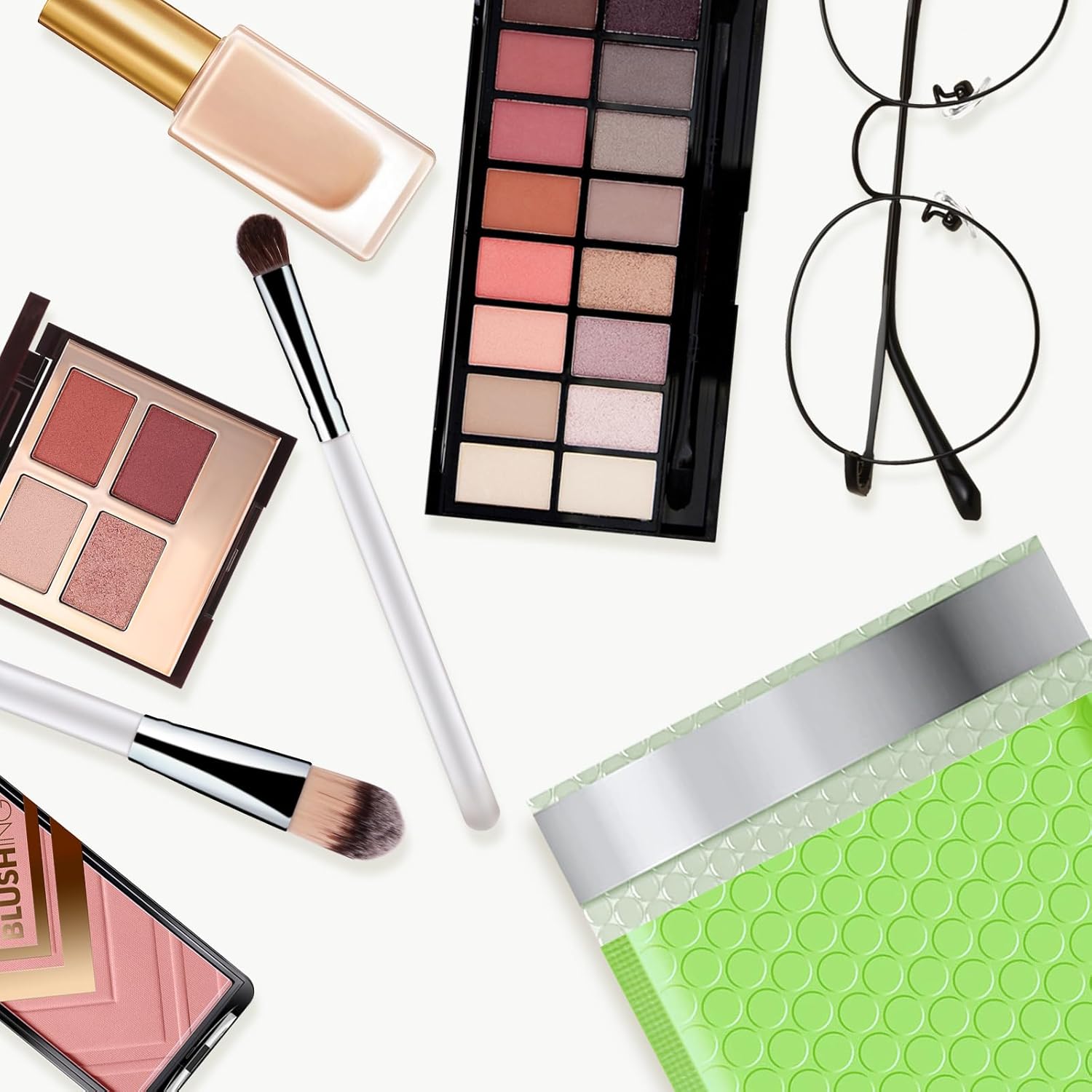 Poly Bubble Mailers 4x8 Padded Envelopes #000 50pcs, Self Seal Shipping Envelopes Padded Packaging for Small Business (Light Green)