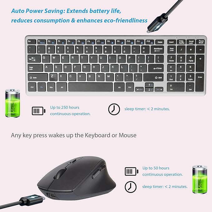 Wireless Keyboard and Mouse Combo with Keyboard Mouse Wrist Rest Pad - Ergonomic Design for Typing Pain Relief, Desk Pads Support Hand and Arm, 2.4G Stable Connection,Adjustable DPI