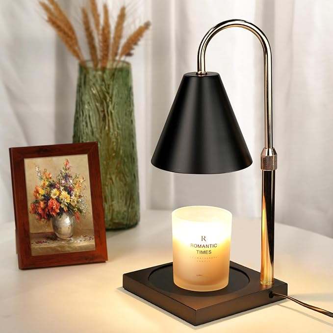 Candle Warmer Lamp with Timer Dimmer, Electric Candle Lamp Warmer for Bedroom Decor, Birthday Gifts for Women Mom, Adjustable Metal Candle Lamp, Mom Gifts, Home Decor for House Warming Gifts, Black