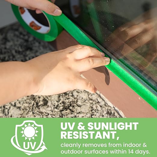 Green Painters Tape Multi-Surface Masking Tape 1.41 inch x 60 Yard, Indoor and Outdoor Painting Tape, Residue Free Easy Removal with Sharp Lines, Paint Tape for Walls, Auto, Home, 6Rolls