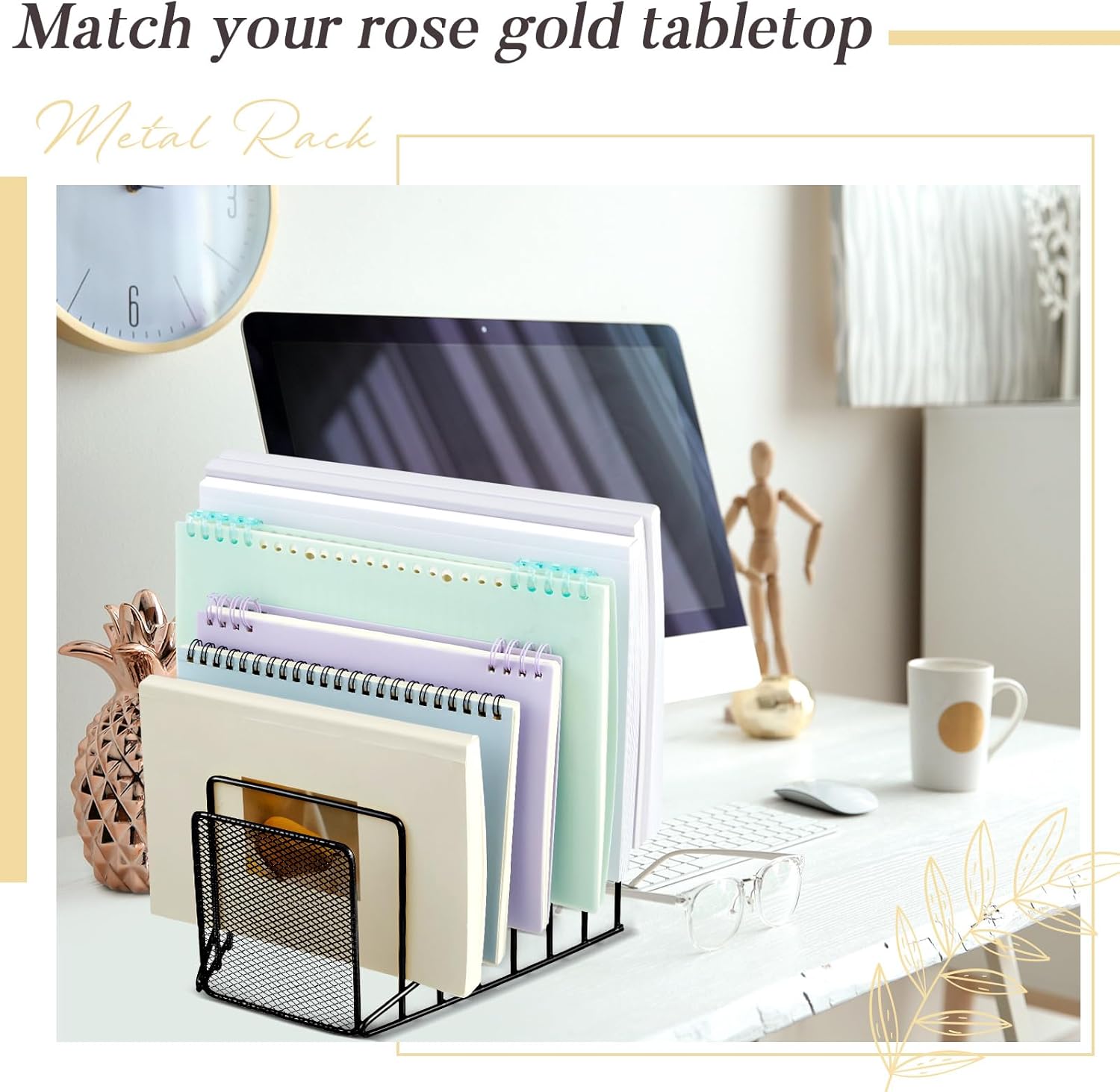 2 Pcs 7 Slot Incline File Sorter Metal Wire Mesh File Racks for Desktop Letter Sorter for Magazine Folder Book Organizer Home Office School Paper Mail Desk Storage Holder (Black)