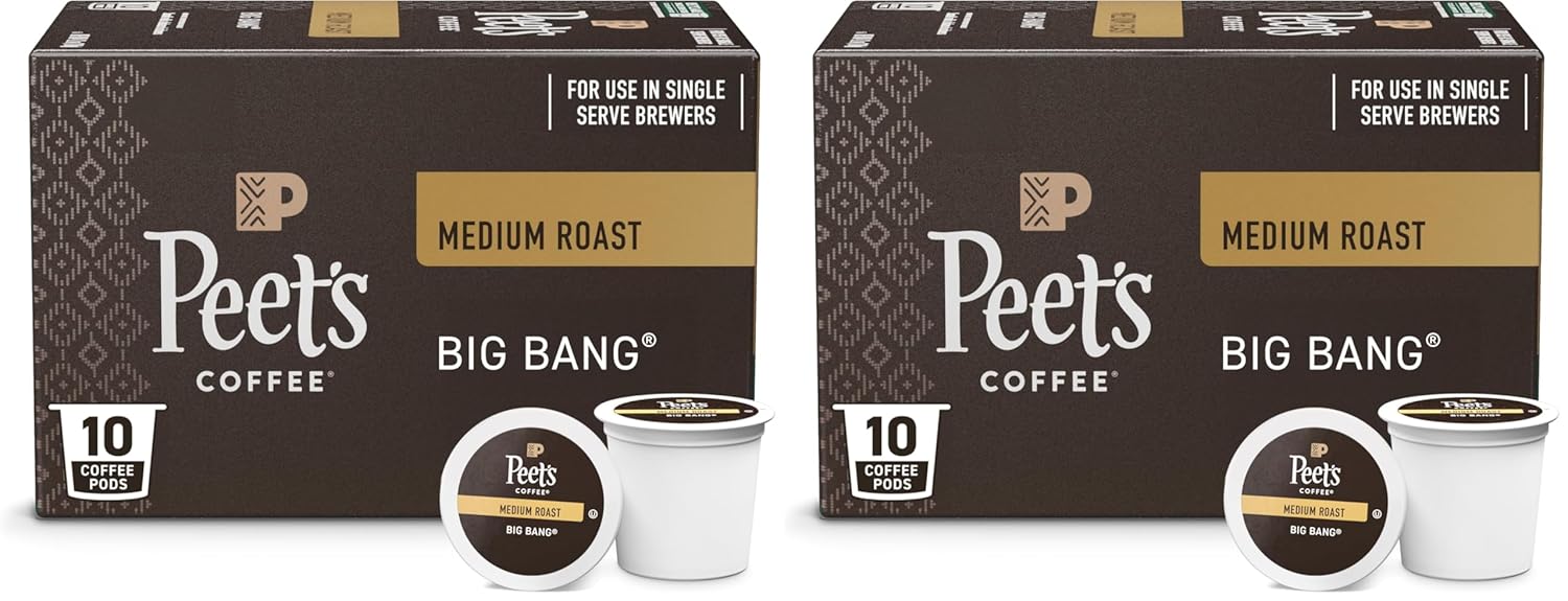 Peet's Coffee, Medium Roast Single Serve Coffee Pods - Big Bang 20 Count (2 Boxes of 10 Pods)