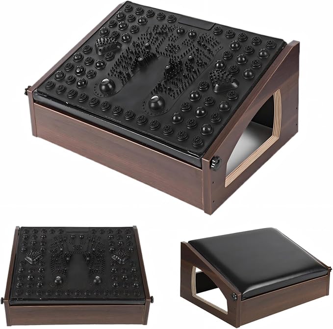 Ergonomic Foot Rest, 4 Adjustable Height Foot Stool,Footrest Under Desk, Flip Over Office Desk Foot Rest, Improving Posture, Promoting Blood Circulation(Espresso)