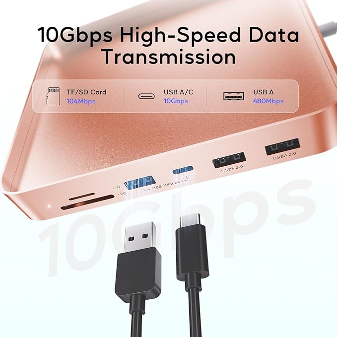 USB C HUB for iMac 24 inch 2021/2023/2024, USB Hub Adapter iMac Accessories for iMac M1/M3/M4 with USB C 10Gbps 3*USB A SD/TF, Docking Station Support Expand M.2 SSD (Not Included), Orange