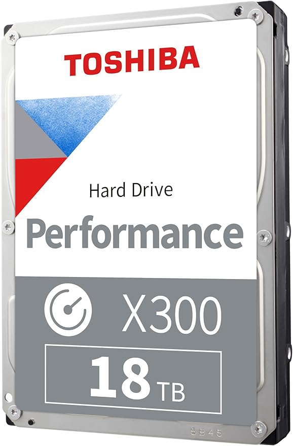 Toshiba X300 18TB Performance & Gaming 3.5-Inch Internal Hard Drive - CMR SATA 6 Gb/s 7200 RPM 512 MB Cache - HDWR51JXZSTA