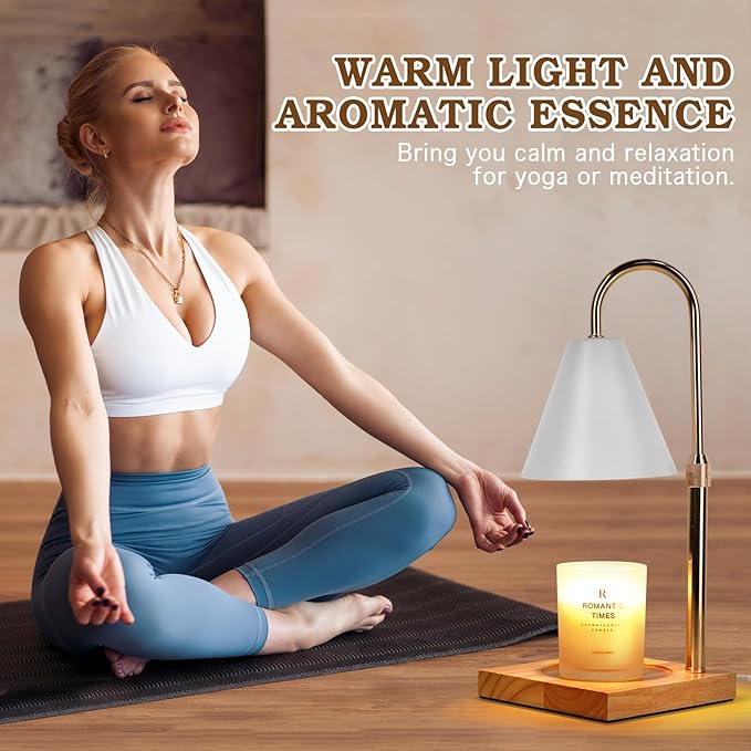 White Candle Warmer Lamp with Timer Dimmer, Electric Candle Lamp Warmer for Bedroom Decor, Birthday Gifts for Women Mom, Adjustable Metal Candle Lamp, Mom Gifts, Home Decor for House Warming Gifts