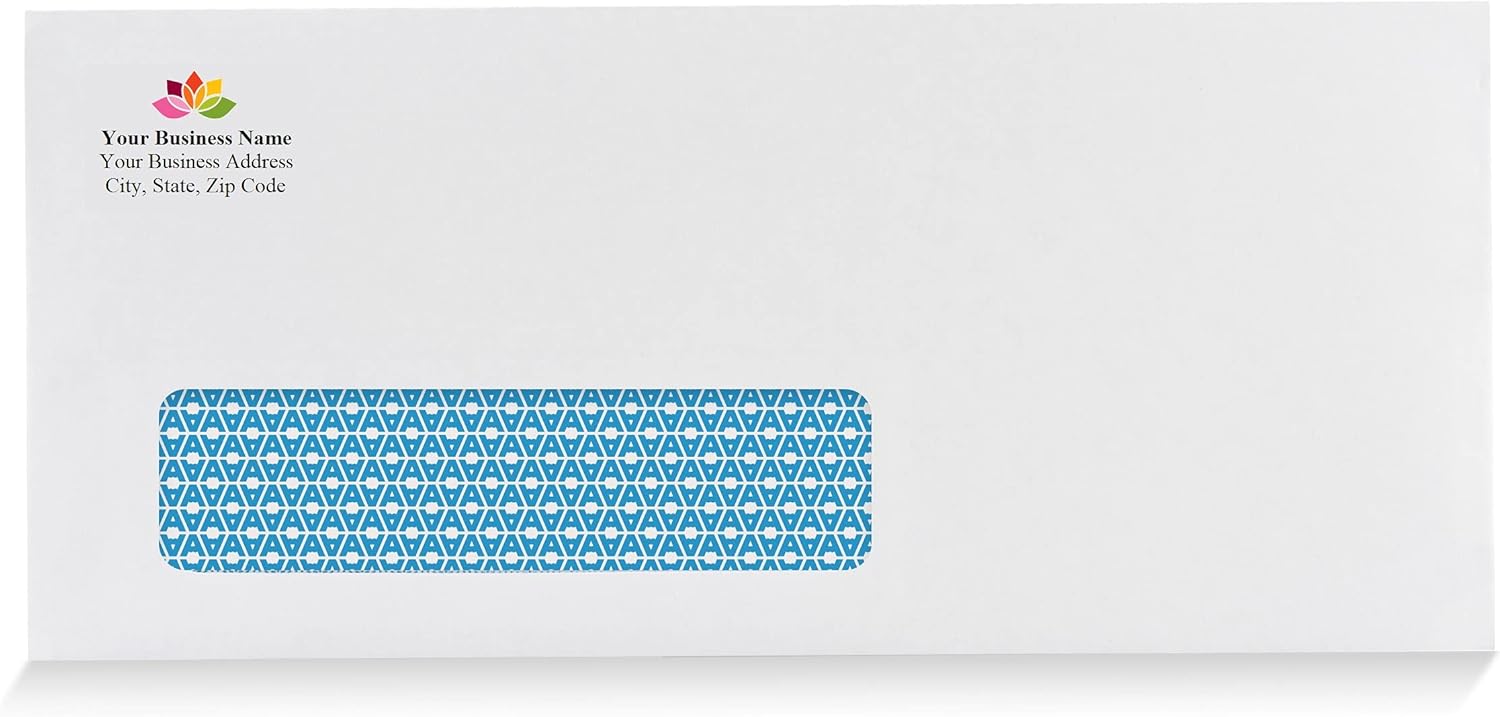 Aimoh #10 Custom Printed Single Left Window Self Seal Security Envelopes, Text and Logo Customization, Self Sealing Closure, Security Tinted, Size 4-1/8 x 9-1/2 Inches, 24 LB, 1000 Count (72352-1000)