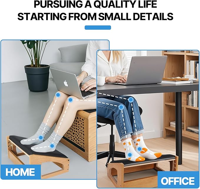 Ergonomic Foot Rest, 4 Adjustable Height Foot Stool,Footrest Under Desk, Soft Cushions,Foot Rest Office,Improving Posture, Promoting Blood Circulation(Natural)