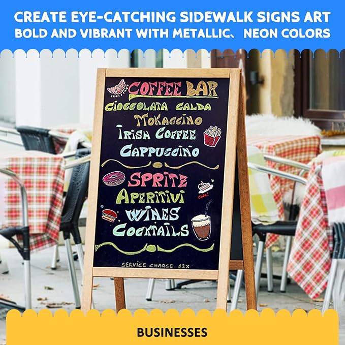 Anyo 12 Pack Window Markers for Cars, Liquid Chalk Markers with 6mm 3 in 1 Nib Bold Tip, Metallic & Neon Color Wet Erase Window Paint for Glass Washable, Glass, Mirror, Blackboard, Bistro, Menus